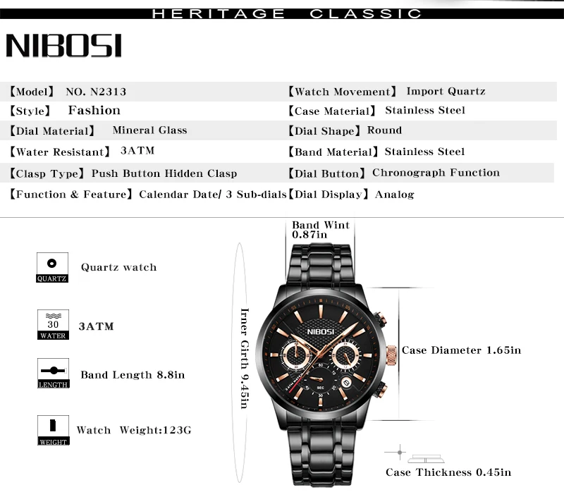 Relogio Masculino Esportivo NIBOSI Sport Watches For Men Top Brand Luxury Waterproof Men Watch Leather Strap Black Clock Male    (3)