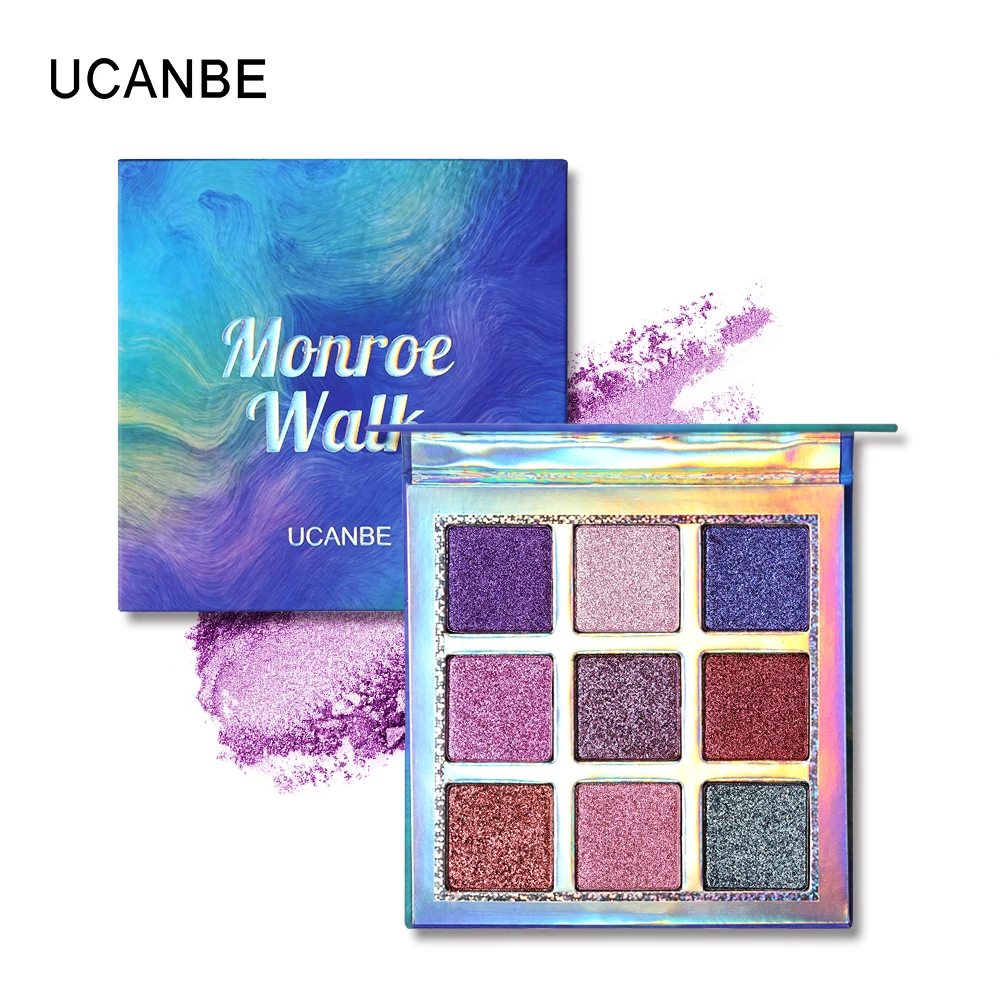 

UCANBE New Monroe Walk Eyeshadow Makeup Palette 9 Colors Holographic Shimmer Glow Pigmented Eye Shadow Long Lasting Cosmetics
