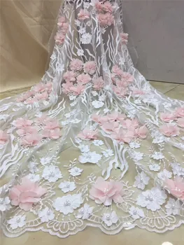 

3D beads African lace fabric embroidered french tulle lace fabric latest arrival BZL-12.234 hot sale 5 yards