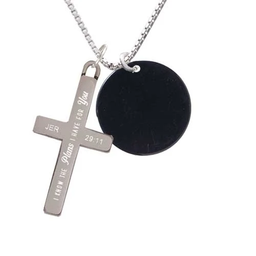 Acrylic 7/8 Disc Black - Plans I Have for You - Cross Necklace (1)