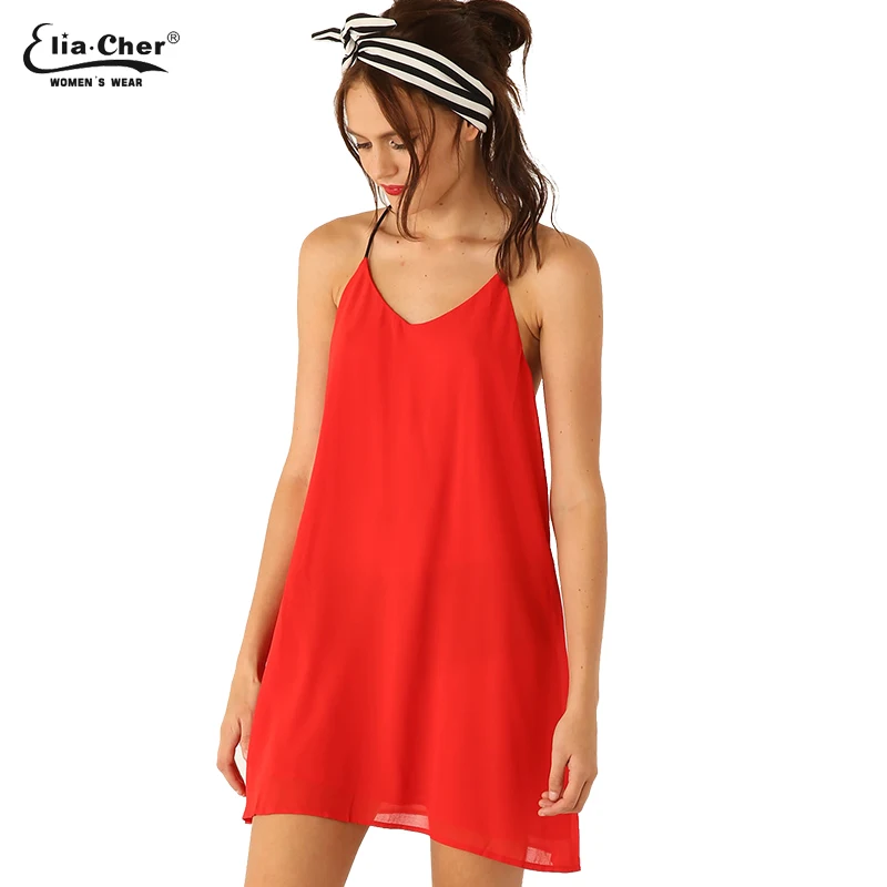 women summer dress casual women clothing Red Swing Dresses With Black