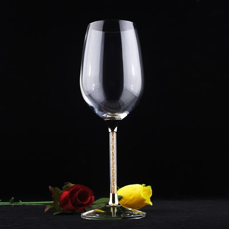 2017 crystal red wine glass set with gold color stem wedding goblet for