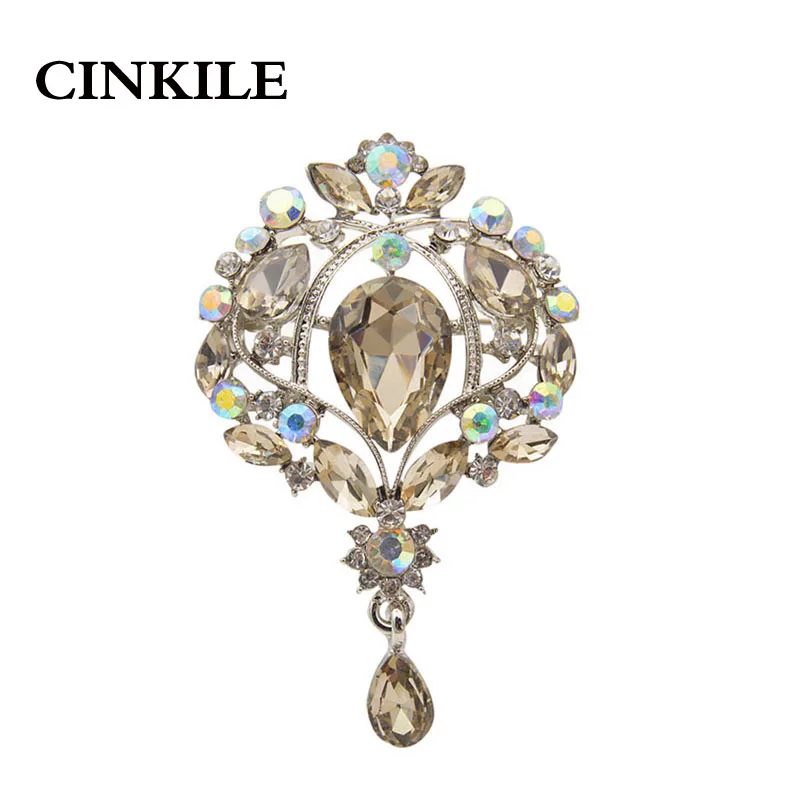 

CINKILE Elegant Crystal Water Drop Brooches for Women Shiny Party Wedding Pins Jewelry Dress Accessories New Arrival 2018