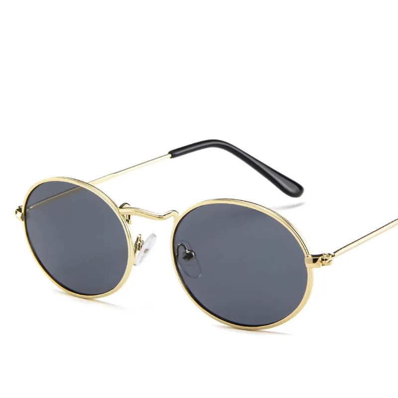 Маленькие овальные зеркальные солнцезащитные очки для женщин, розовые Роскошные мужские брендовые дизайнерские очки, женские солнцезащитные очки из сплава UV400 Eyegla - Цвет линз: Серый