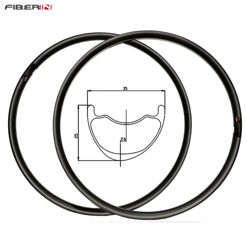 

carbon On Mountain Bike 29er MTB rims 25mm deep 35mm wide Hookless