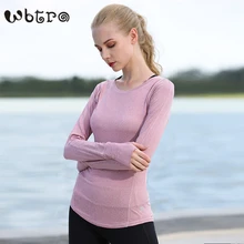 WBTRO спортивный топ для фитнеса для женщин гимнастическая майка с длинными рукавами Высокая эластичность Йога рубашка осень зима для женщин фитнес топы Спортивная рубашка