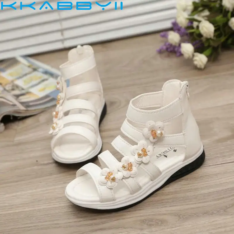 

Summer Children Soft Girls Sandals Princess Beautiful Flower Shoes Kids Flat Fashion Girls Sandals Shoe Size 27-36