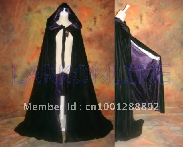 New Stock Halloween Velvet Hooded Cloak Wedding Cape Wicca SCA S M L XL XXL