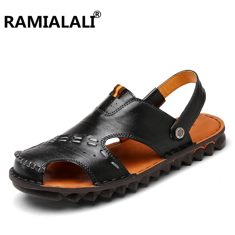 Casual Genuine Leather Men Sandals Summer Outdoor Beach Shoes Fashion