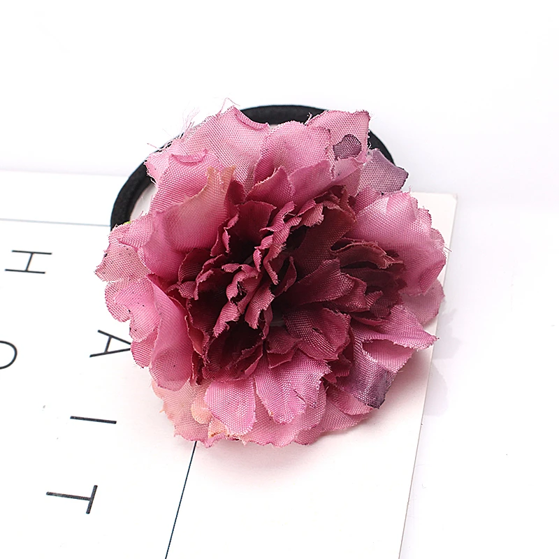 

M MISM Women Elegant Carnations Flower Ponytail Hair Holder Scrunchy Fashion Girls Elastic Hair Band High Quality Gum for Hair