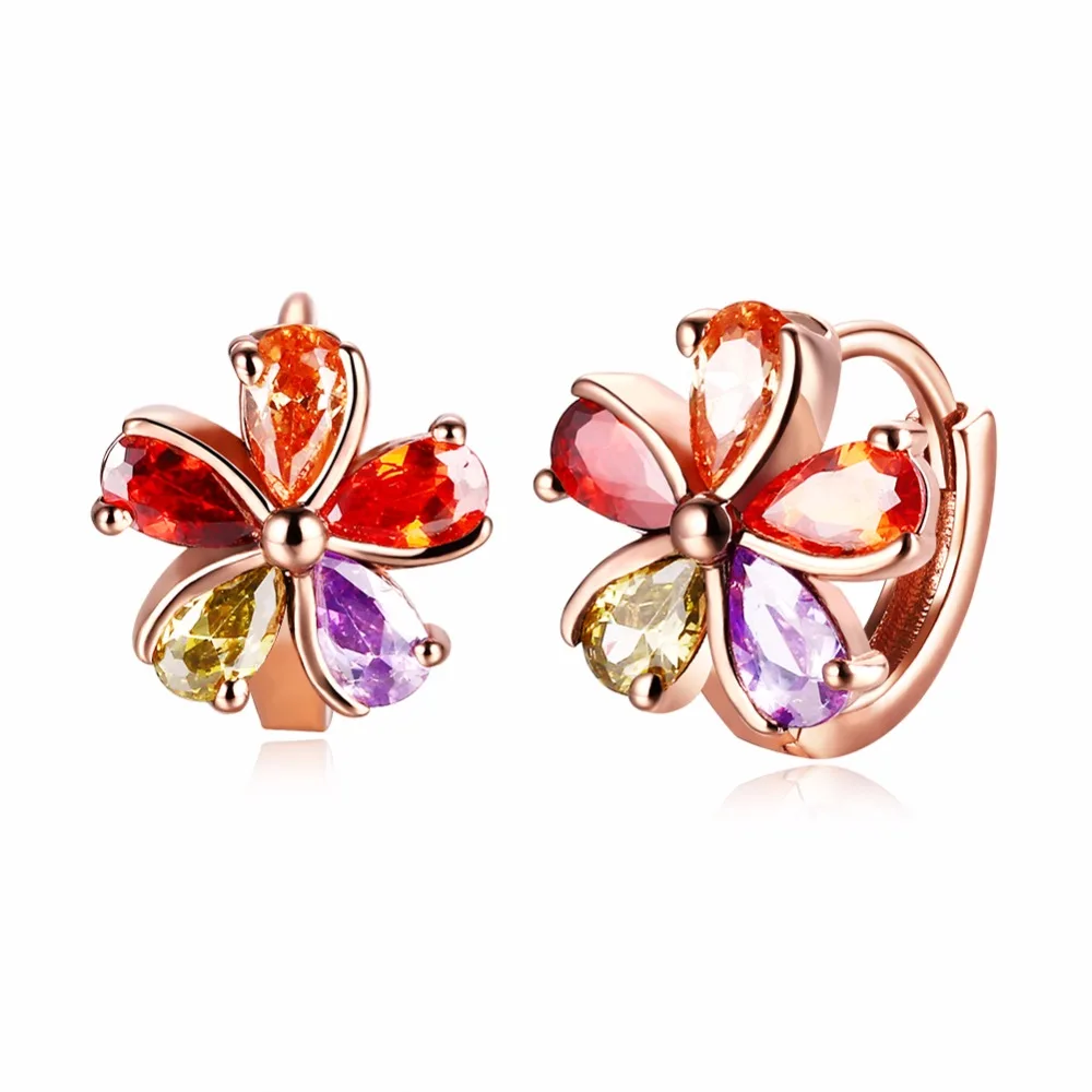 Серьги кольца с пятицветными фианитами для девочек и детей|small hoop earrings|hoop