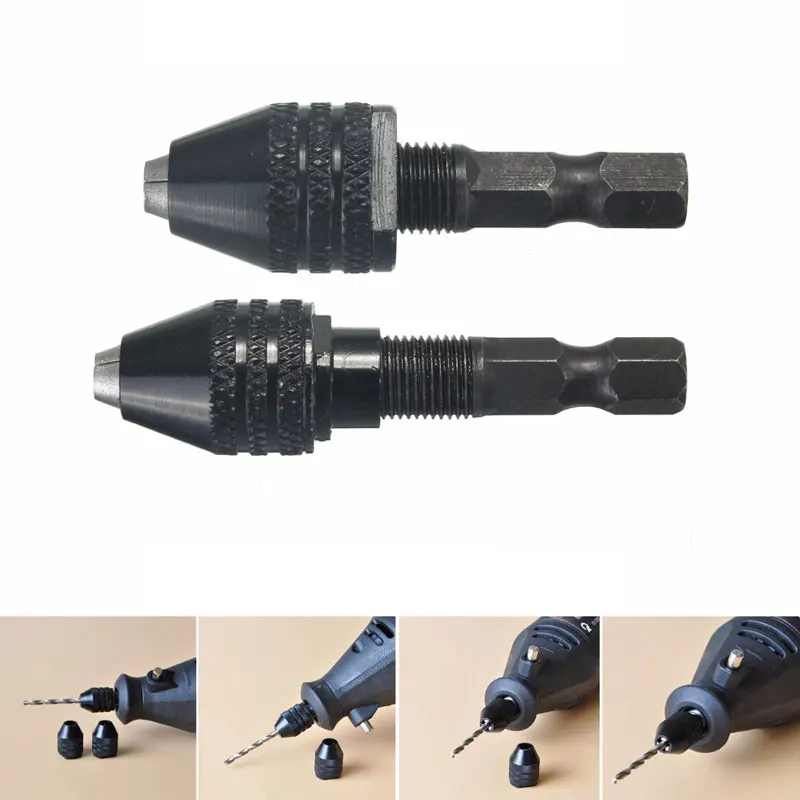 

0.3-3.2mm 1/4Inch Hex Shank Keyless Drill Chuck Quick Change Adapter Power Tools