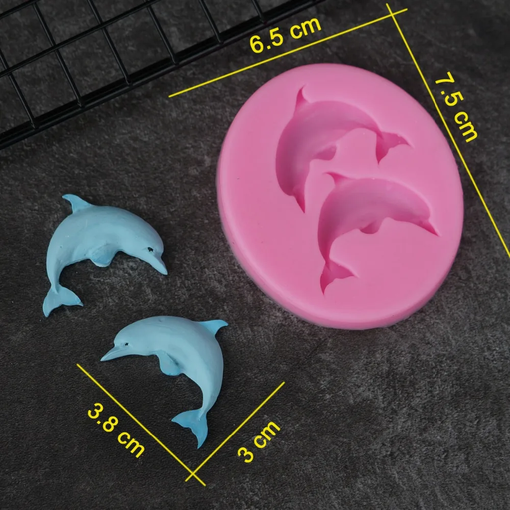 Cute Dolphins Silicone Modelling  Mould Fondant Sugarcraft Icing Chocolate W 