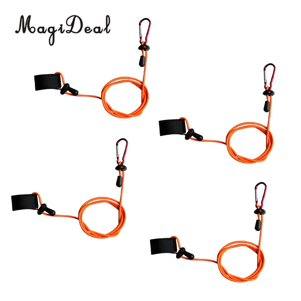 MagiDeal 4Pcs 107cm Elastic Kayak Paddle Leash Fishing Rod Holder Safety Lanyard Tether for Small Boat Canoeing Water Sport Acce