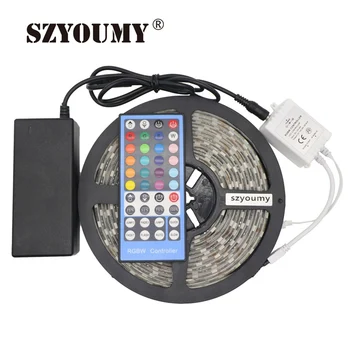 

SZYOUMY Waterproof 5050 RGBW RGBWW Flexible LED Strip 5M 300 Led SMD with 40key IR Remote Controller DC 12V 5A Power Adapter