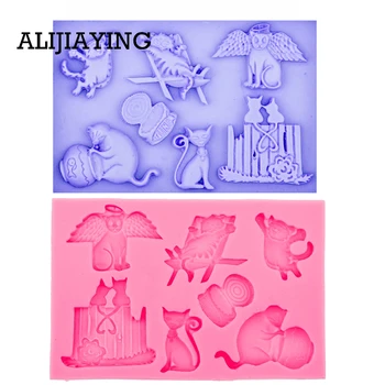

M0575 cartoon cat and mouse silicone fondant mold for cake decoration/chocolate mould cake tools