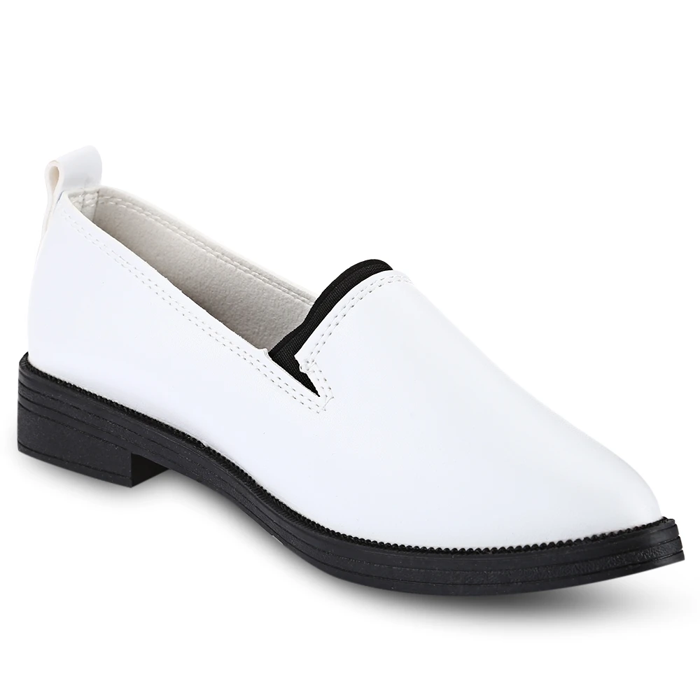 flat black and white shoes