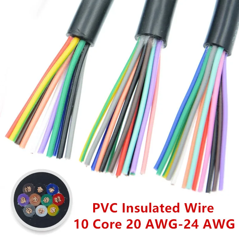 5 метровый 28AWG 26AWG 24 AWG 22 20AWG 18AWG 17AWG RVV 10 жильный медный провод проводник