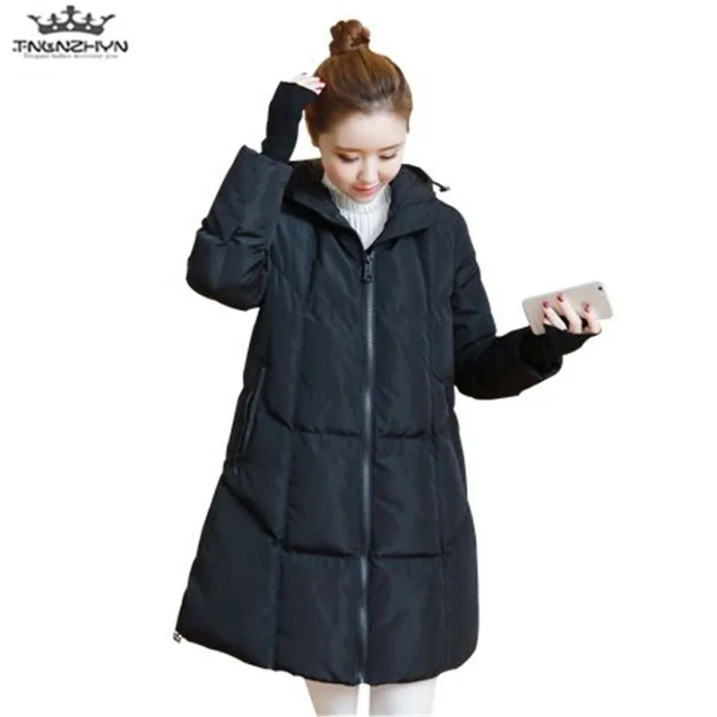 

tnlnzhyn 2017 New Winter Maternity Women Coat Thick Hooded Medium long Down Cotton Jacket Fashion Warm Maternity Coat Y674