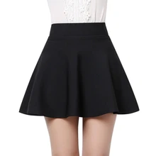 Новые плиссированные женские юбки с высокой талией, повседневные юбки, одноцветная простая мини-юбка с матросским принтом, большие размеры 3XL, черный/винно-красный цвет