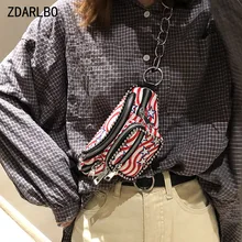 ZDARLBO полосатая холщовая женская сумка через плечо с рисунком пентаграммы Bananka, Женская поясная сумка с цепочкой и бусинами, поясная сумка, нагрудная сумка