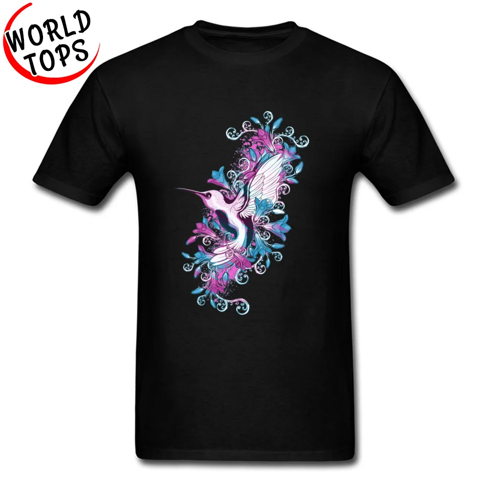 Spring Hummingbird 14552 Printed On Summer/Fall 100% Cotton O Neck Mens Tops T Shirt Casual Tees Latest Short Sleeve Tshirts Spring Hummingbird 14552 black