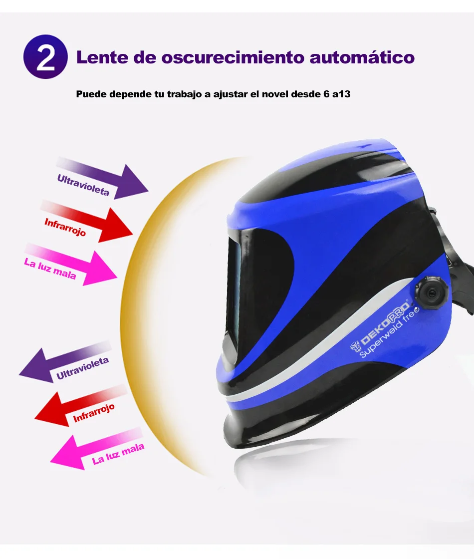 Mascara de soldar blue con oscurecimiento automatico