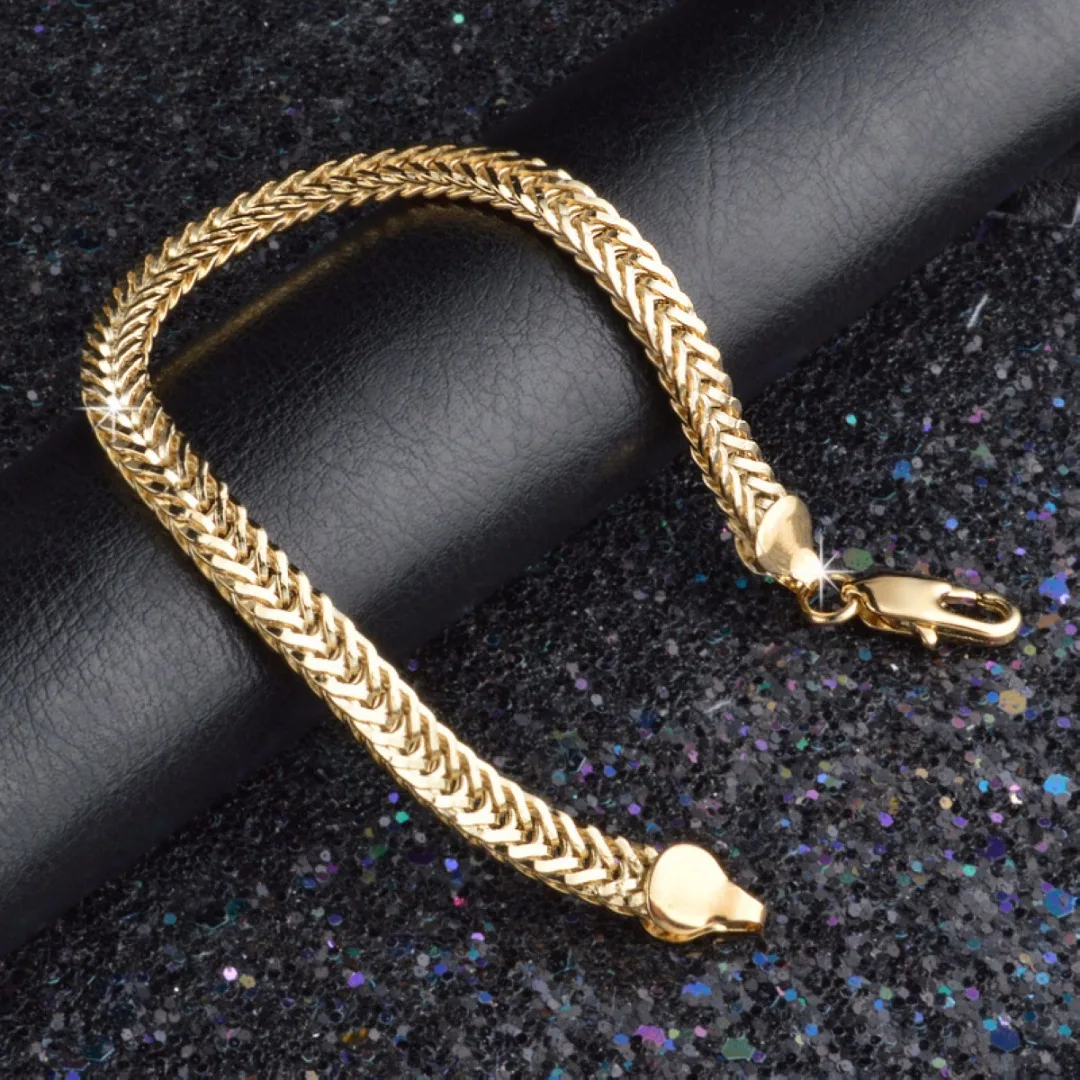 Womens Men 18K Yellow Gold Plating Bracelet Bangle Fashion Luxury Jewelry
