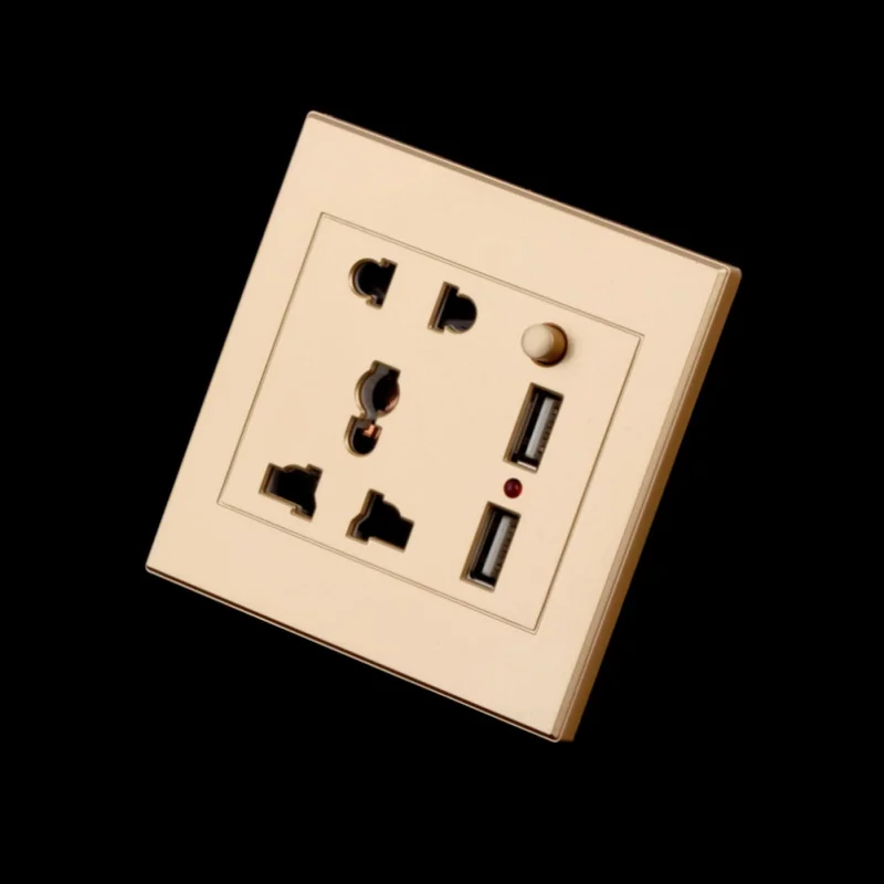 

Socket 2 USB + Schakelar Stop contact Oplader AC/DC Power Adapter Plug Outlet Panel # S018Y # hoge Kwaliteit