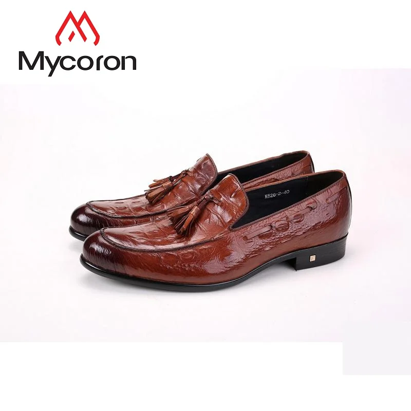 

MYCORON 2019 Luxury Brand Crocodile Skin Genuine Leather Mens Formal Wear Boots Men Wedding Business Shoes Calcados Masculino