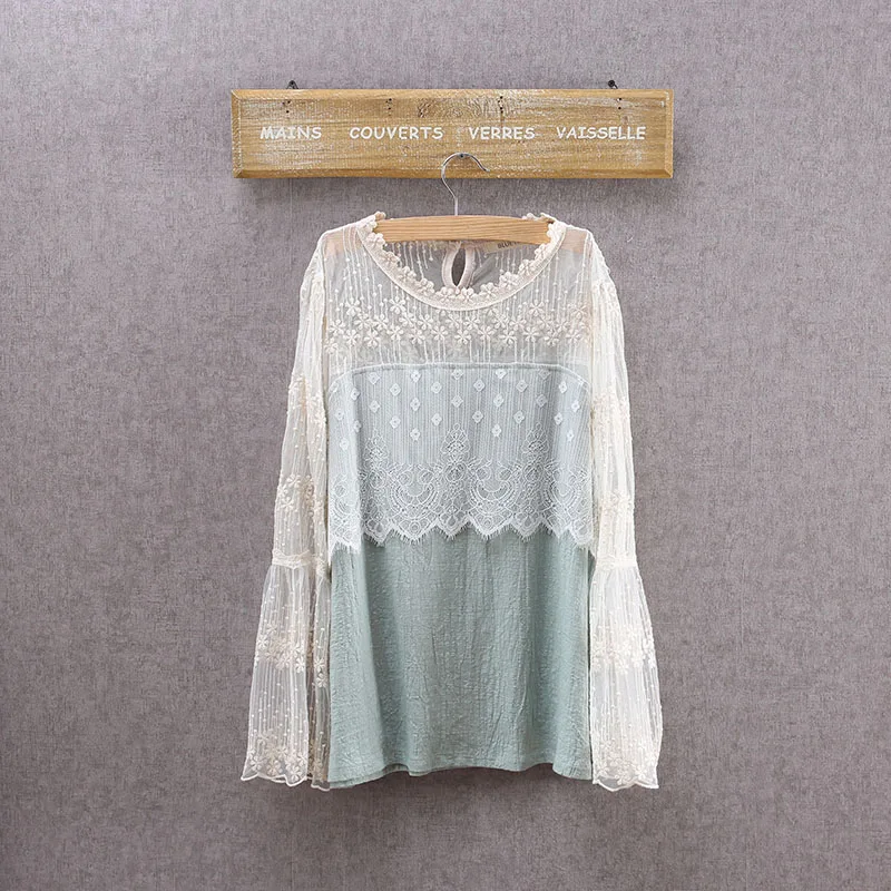 Harajuku Хиппи Boho Милая Кружевная Лоскутная хлопковая льняная вязаная крючком