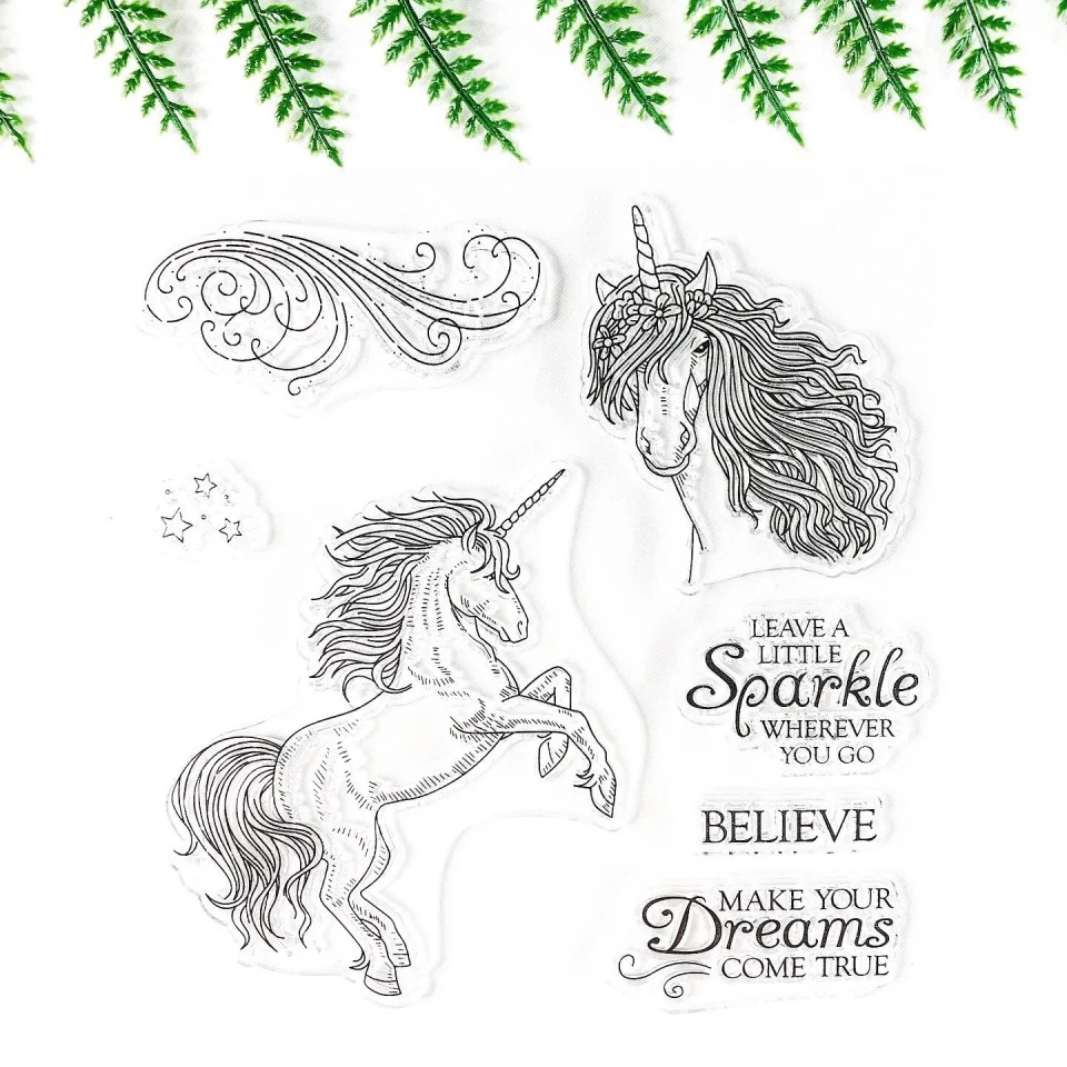 

Dreamy Unicorn Transparent Clear Silicone Stamp Seal for DIY Scrapbooking Photo Album Decoration Clear Stamp Sheet