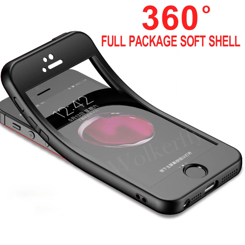 

Luxury Back Matte 360 Degree Full Body Cover Soft Silicon Phone Case For iphone 5 5s Se 6 6s 7 8 Plus x Cover Funda Original