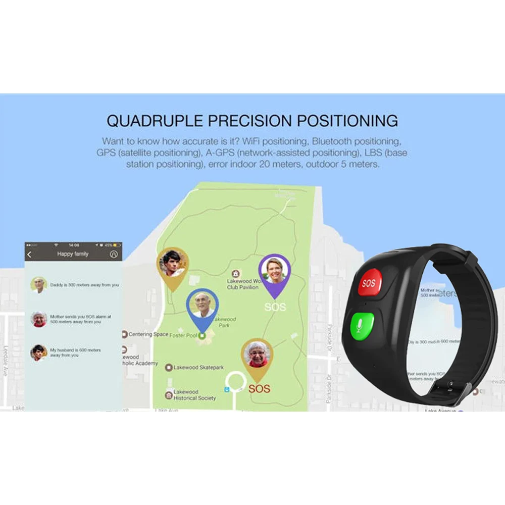 Смарт часы для пожилых людей с функцией GPS SOS вызова трекером позиционирования