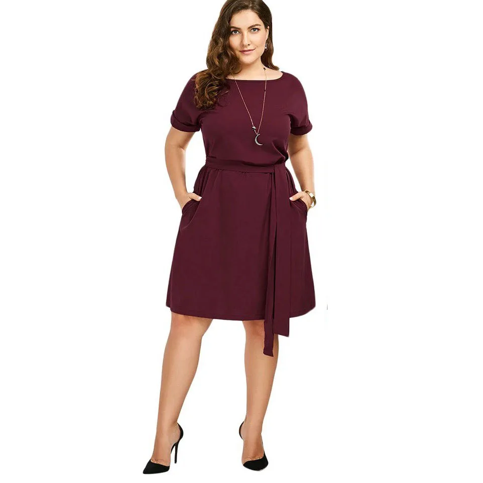 2018 новое летнее платье плюс размер L 6XL Vestidos модное красное синее зеленое
