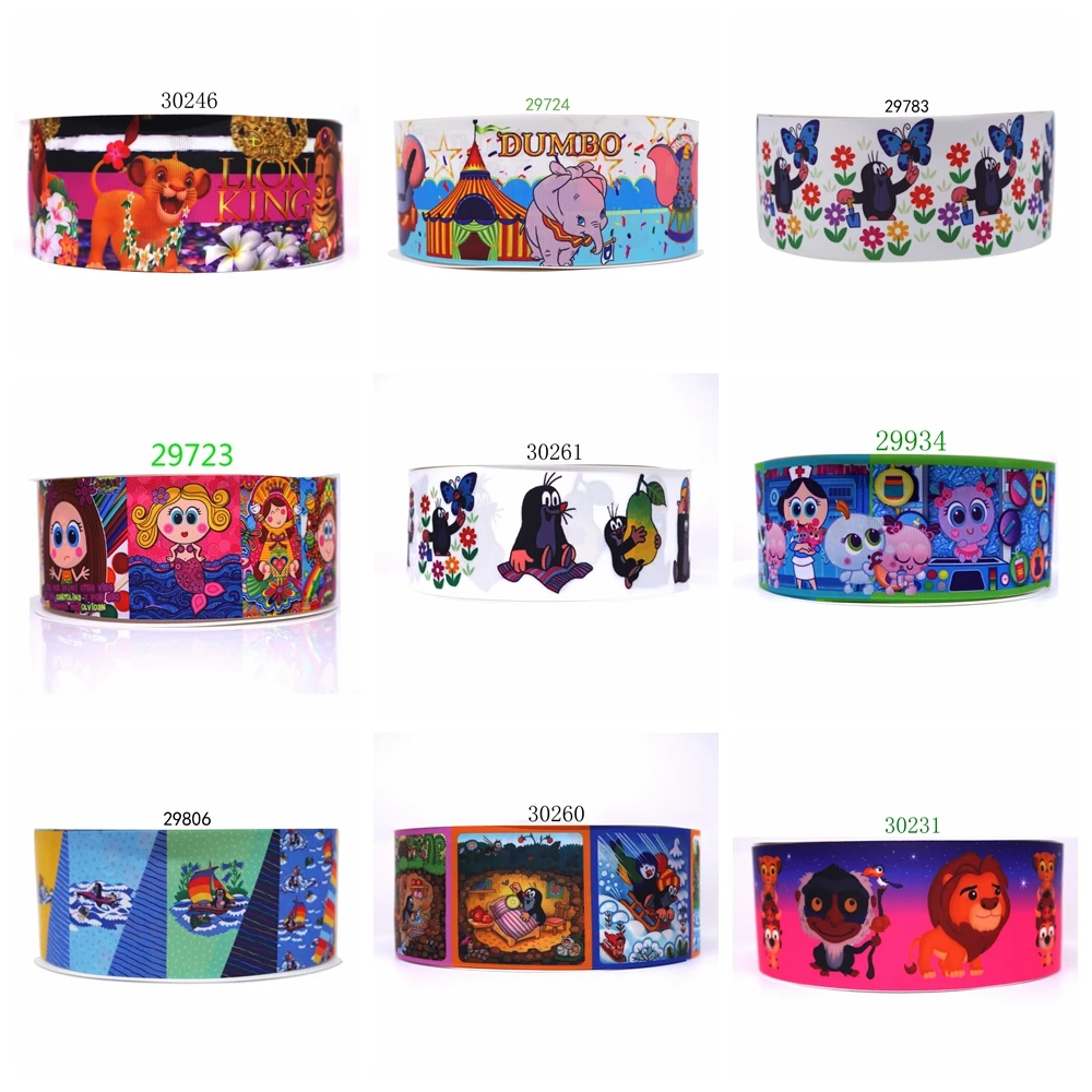 

Free shipping 50 yard cartoon printed grosgrain ribbon 29723