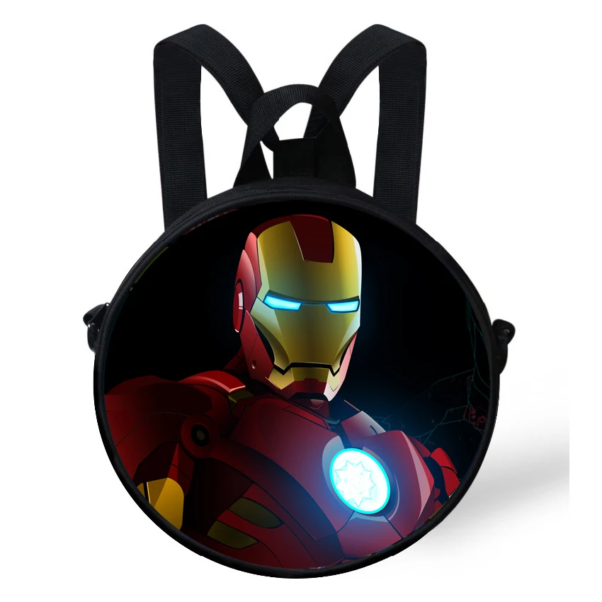 

9-Inch 2015 Hot Character Backpacks For Boys The Avengers Superhero Hulk Iron Round Backpack For Children Kids Kindergarten Bag