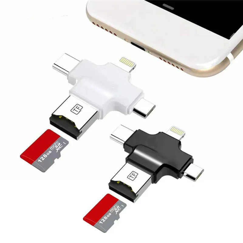 Usb кард-ридер 4 в 1 type-c/Lightning/Micro USB/USB 2,0 адаптер карта памяти для iphone6S 8 7 накопитель usb флешка 8G-64G