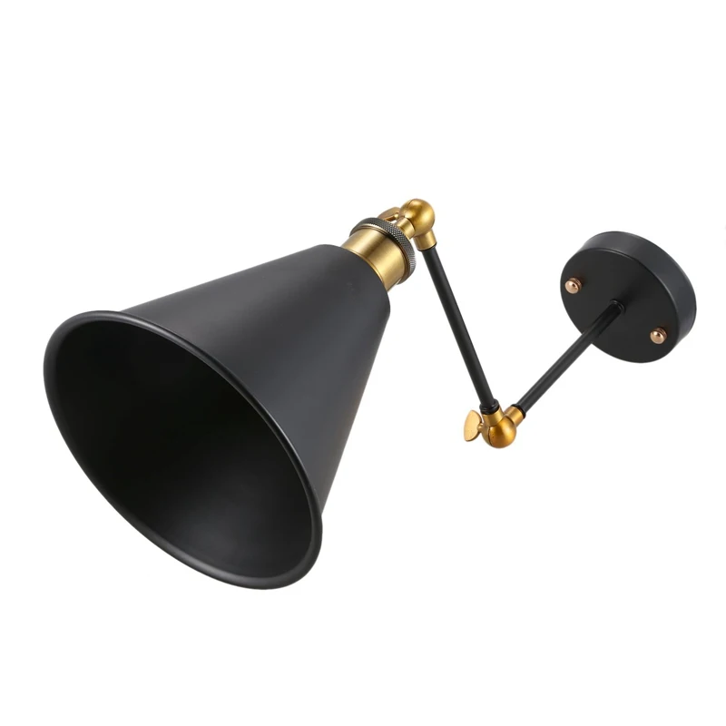 

Retro Industrial Edison Simplicity Antique Wall Lamp with Metal Umbrella Shade - Black