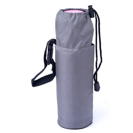 Haers фляжка в форме пули термосы изоляция термос бутылка для воды Теплая бутылка Спортивная Портативная сумка держатель с ручкой подъемная веревка кувшин - Цвет: Grey 500ML