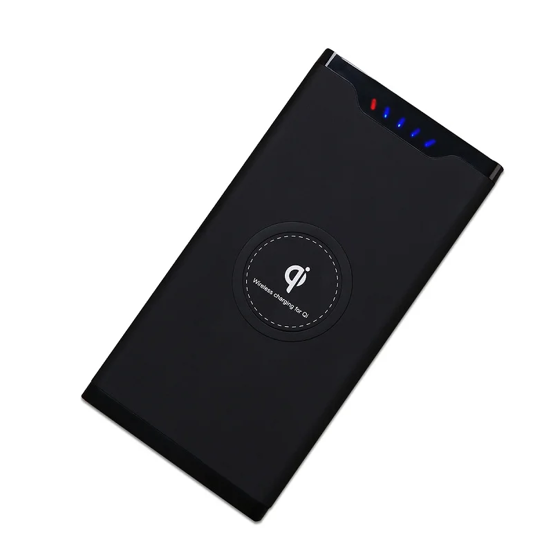 Портативное беспроводное зарядное устройство Qi power Bank для samsung iPhone Xiaomi Mi 9 10000mA Внешняя батарея быстрая Беспроводная зарядка power bank - Цвет: Черный