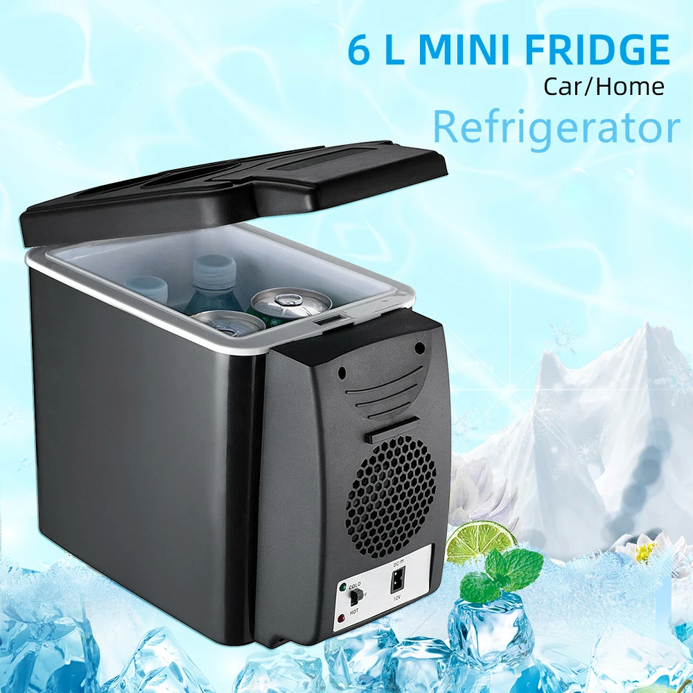 

12V 6L Dual-Use Car Refrigerator Multi-Function Temperature Control Portable Box Cooler Warmer Dormitory Cans Beer Cooler