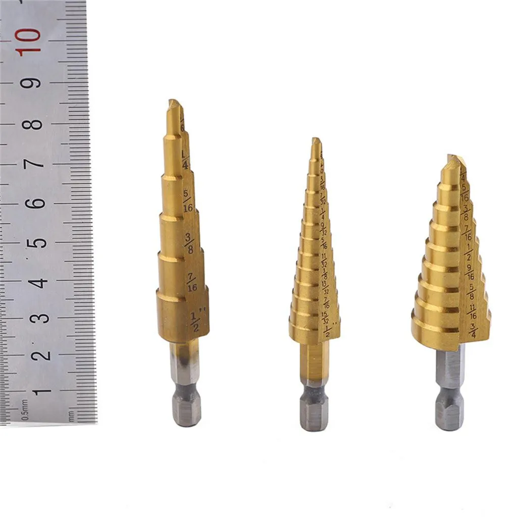 3 шт высокоскоростная стальная ступенчатая сверло набор несколько отверстий ступенчатое сверло