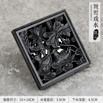 

Copper antique black deodorant floor drain bathroom kitchen floor washing machine floor drain carved cleaning filter
