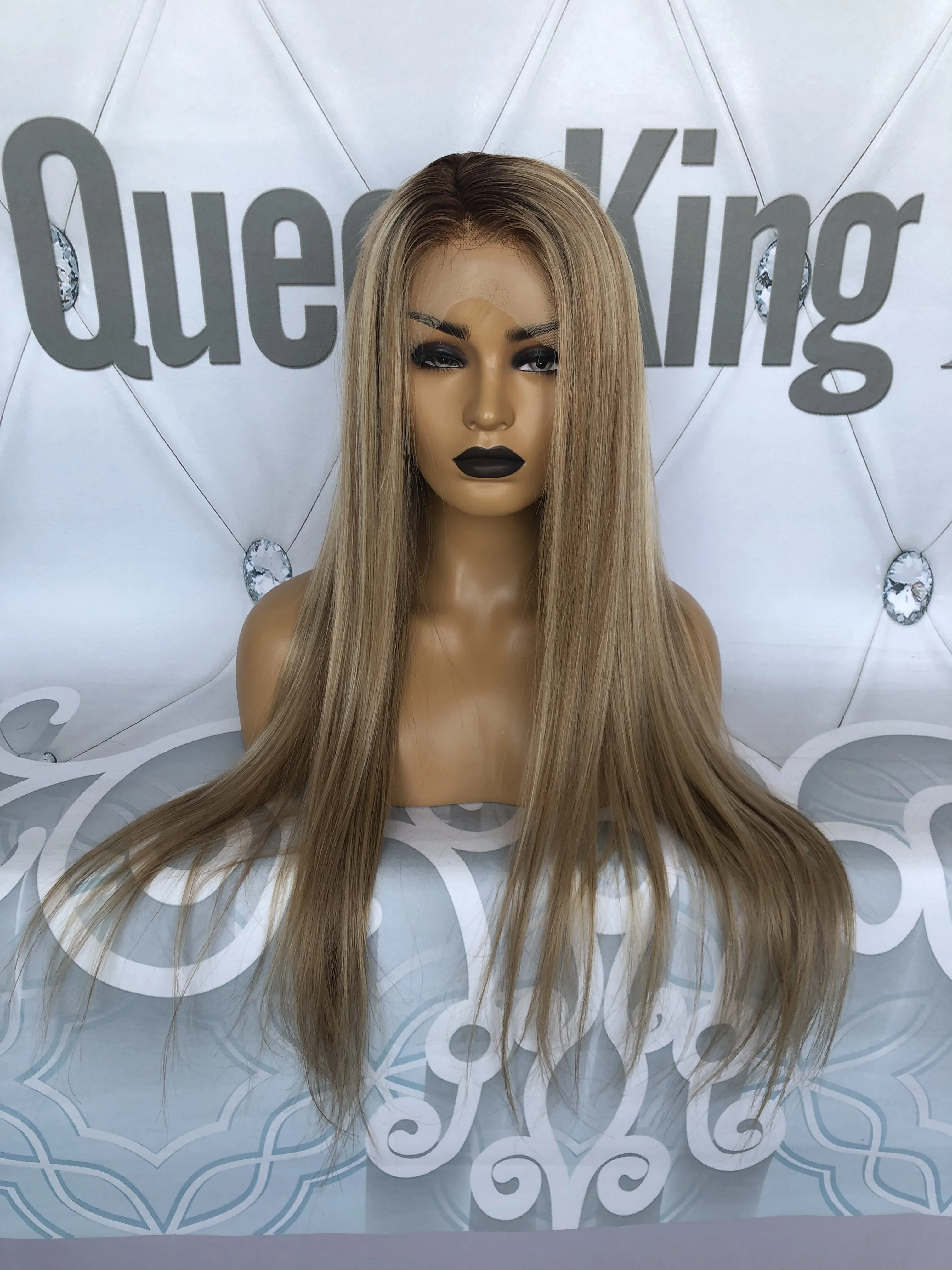 QueenKing волосы полный кружево 150% плотность Lemi цвет T4/27/613 Ombre зимние парики