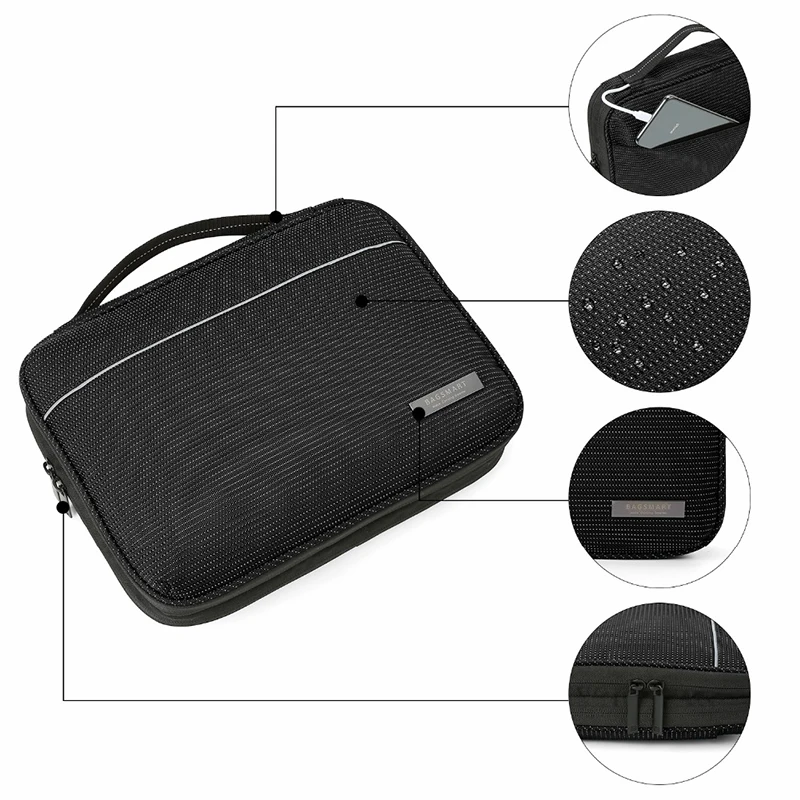 Bagsmart New Double Layer Electronics Travel Organizer Bag Waterproof Electronics Accessories Storage Bag Universal Cable Bags