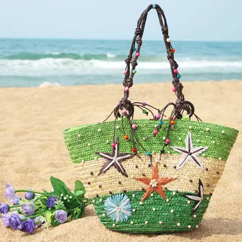 

2018 New Arrival Women Appliques Straw Woven Handbag Fashion Bohemia Shopping Tote Bag Ladies Handbags Beach Bag