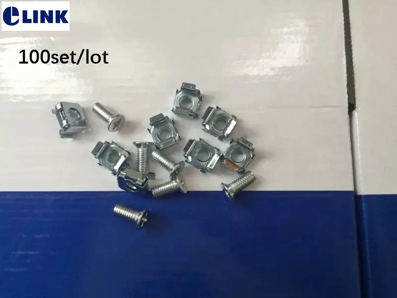 M6 screw&screw nut for ftth network cabinet standard rack screws high quality screw nuts M6 factroy ELINK 100set/lot 5pcs m3 thumb screws metric knurled big flat head tighten screw manual adjustment bolt for chassis cabinet 35 40 45 50mm 10color