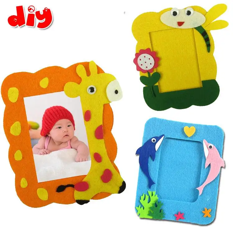 5 PCs DIY handmade fabric photo frames for Children toys Kids 3D cartoon stickers kindergarten art