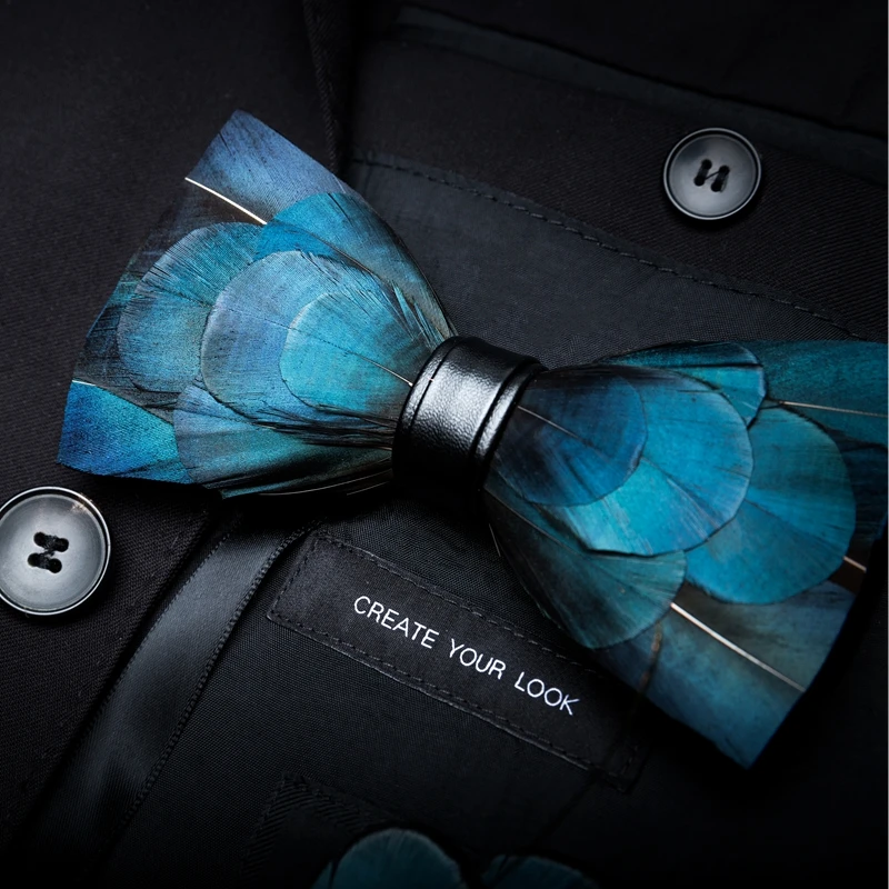 New Brand XGVOKH Men Bow tie Feather wedding fashion Necktie shirt Accessories